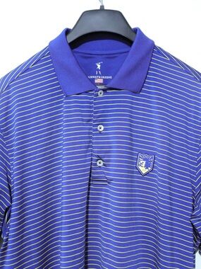 Fairway & Greene Tech Golf Polo Mens Large Winged Foot Golf Club Blue Stripe